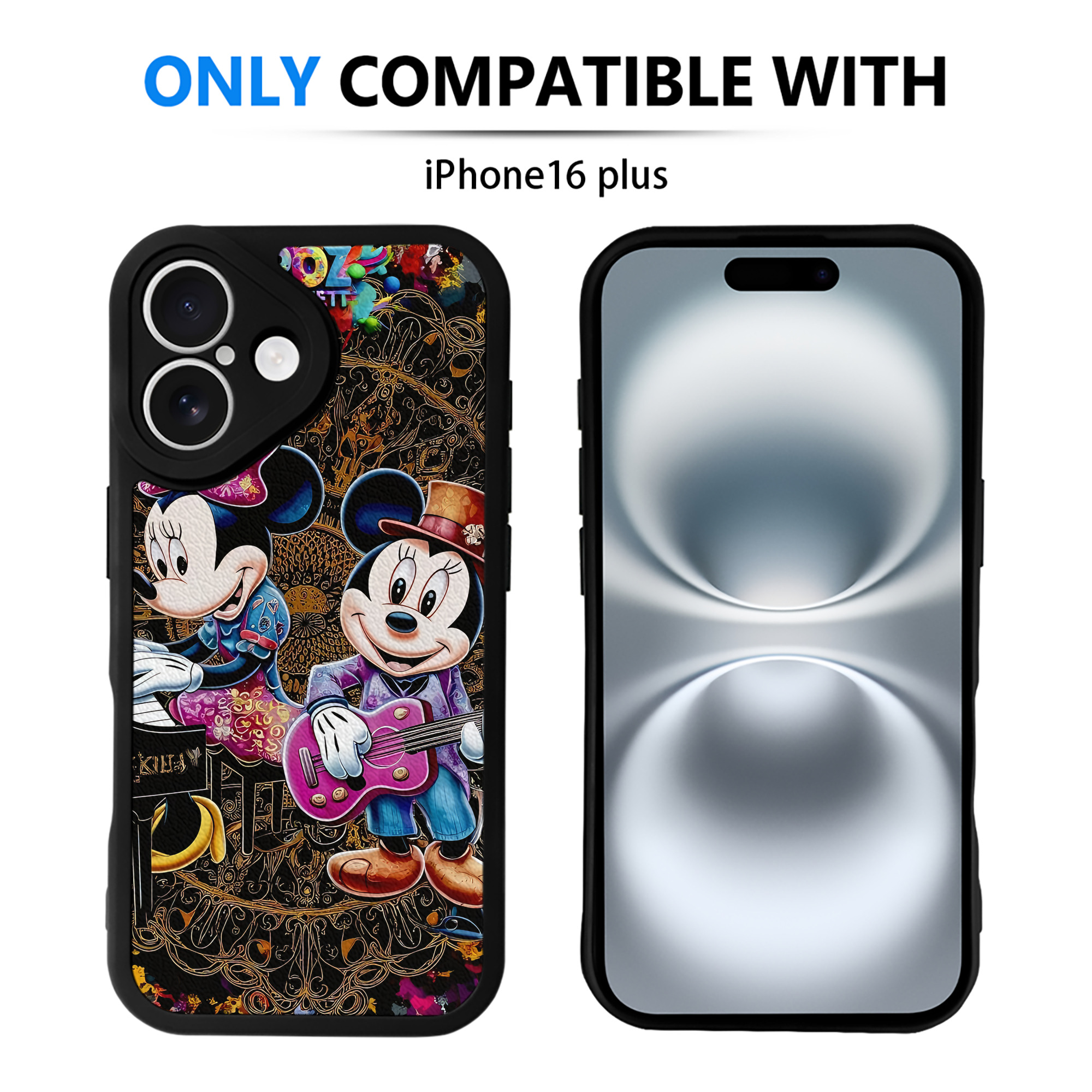 （画像用） ミッキーマウス Mickey Mouse 【iPhone 16シリーズ対応】シリコンスマホケース（レザー調） 材質：シリコン
